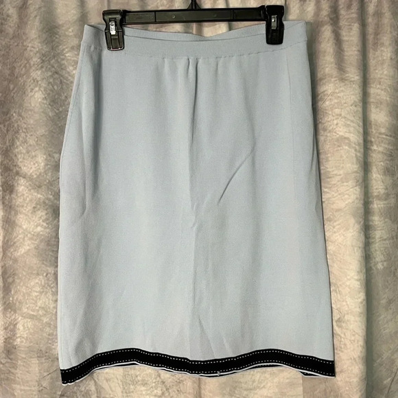 Grace Dane Lewis Baby Blue and Black Vintage Pencil Skirt - size Large - Picture 1 of 6